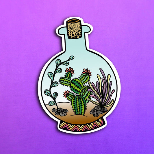 Cactus in a Bottle Waterproof Sticker