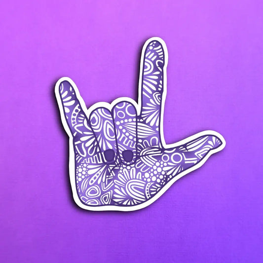 Purple I Love You Waterproof Sticker