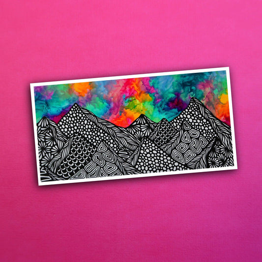 Ink Mountain Scape Waterproof Sticker