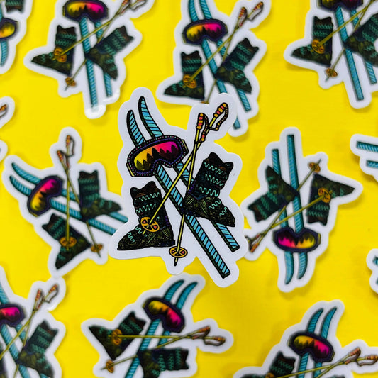 Mini Skiing Waterproof Sticker