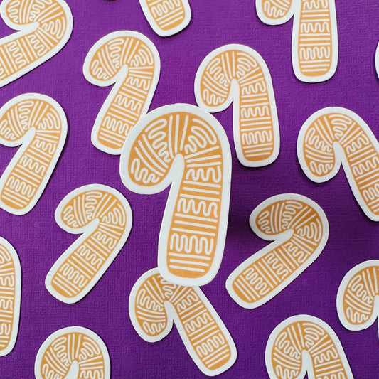 Mini Gingerbread Candy Cane Cookie Waterproof Sticker