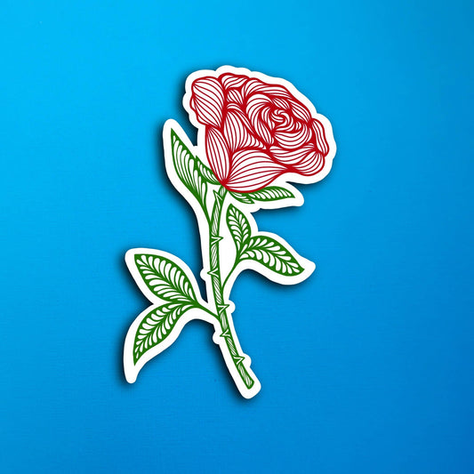 Rose June Birth Flower Waterproof Sticker