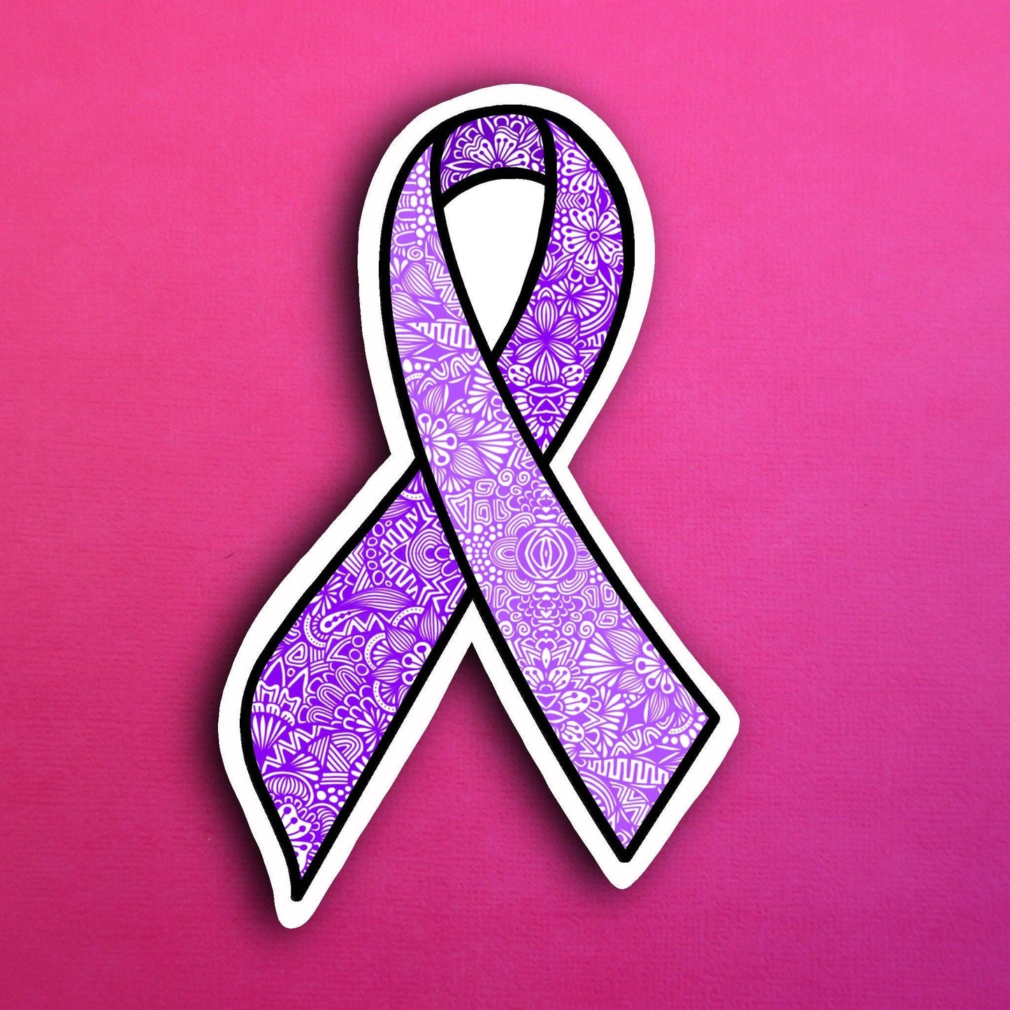Purple Ribbon Waterproof Sticker