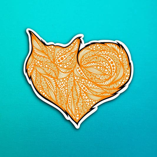 Orange Heart Cat Waterproof Sticker