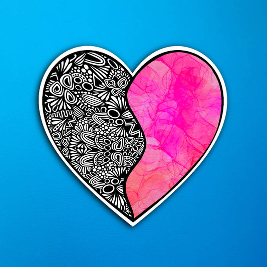 Half and Half Heart Waterproof Sticker