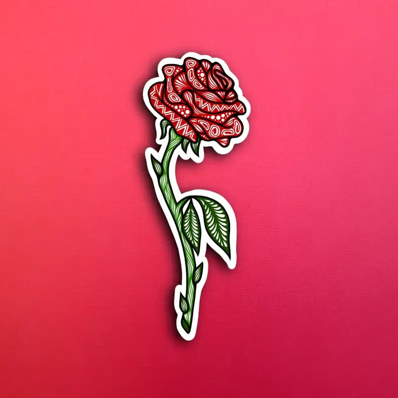 Stemmed Rose Waterproof Sticker