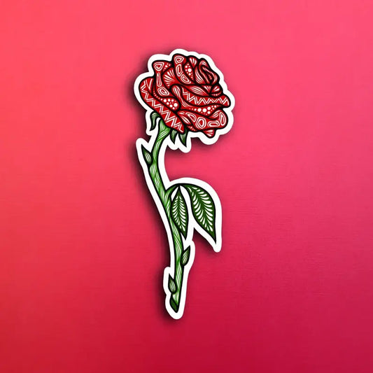 Stemmed Rose Waterproof Sticker
