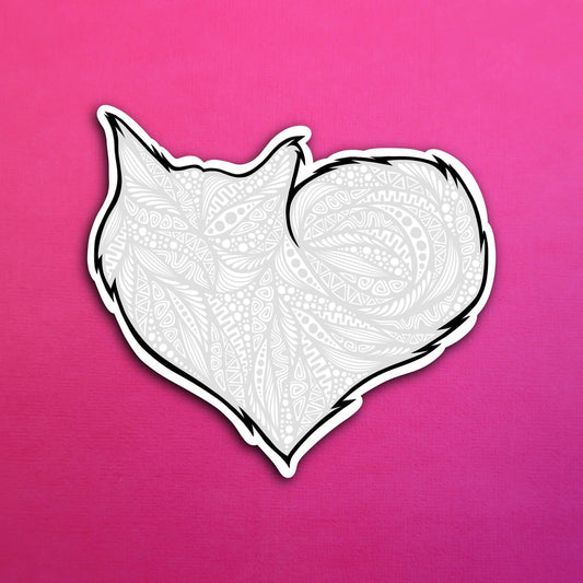 White Heart Cat Waterproof Sticker