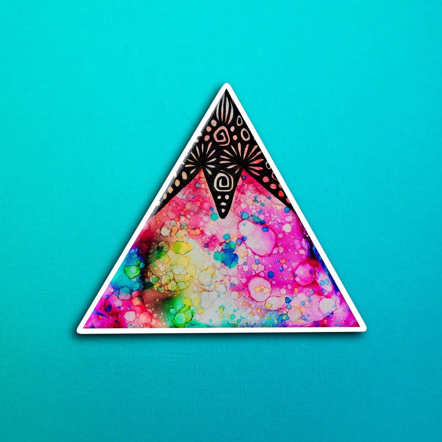 Ink Pink Mountain Waterproof Sticker