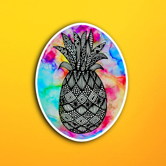 Ink Pineapple Waterproof Sticker