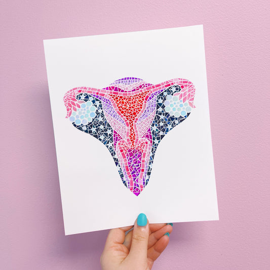 Magical Mosaic Womb White Grout Print