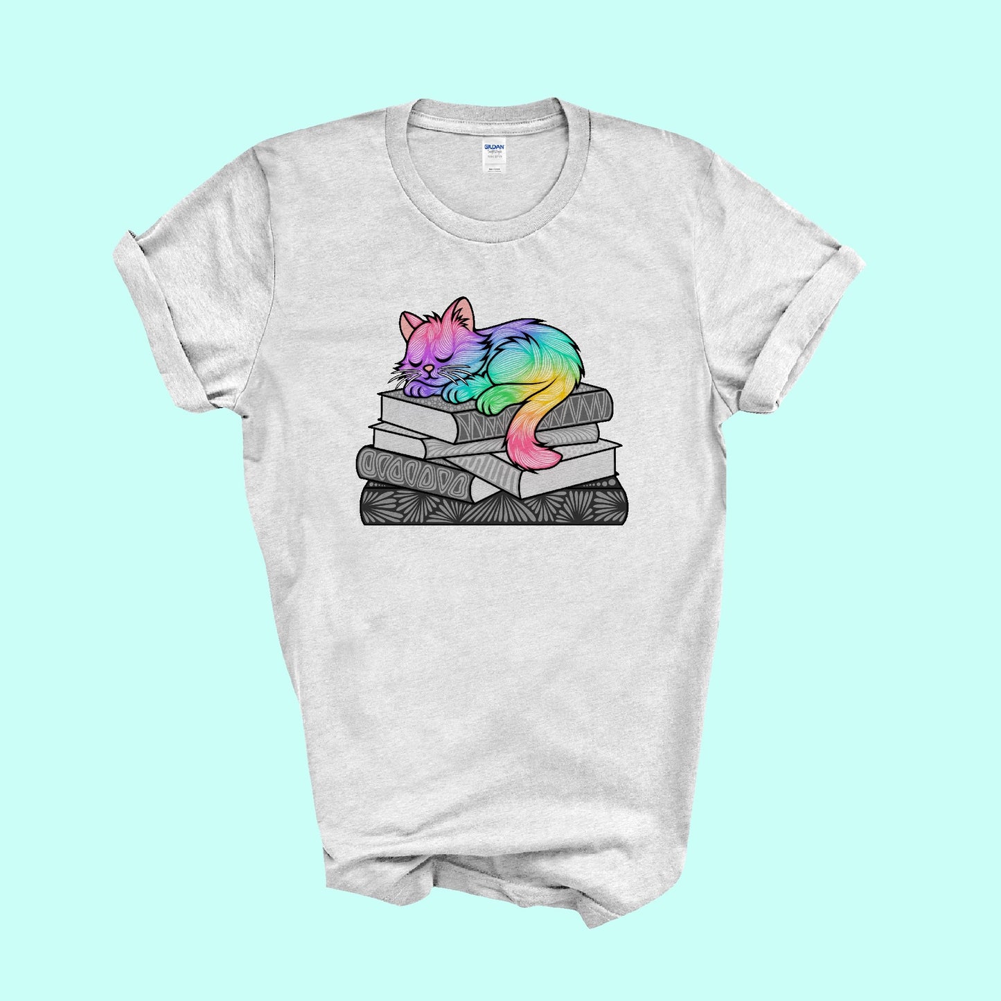Rainbow Book Cat T-shirt!