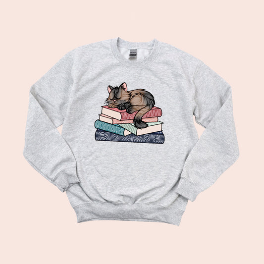 Brown & Black Book Cat Crewneck!