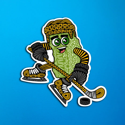 Pittsburgh Pickle Playing Hockey Waterproof Sticker