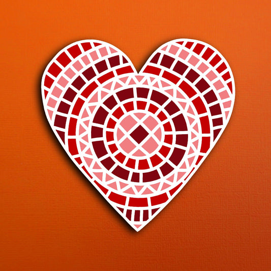 Circle Heart Mosaic Waterproof Sticker