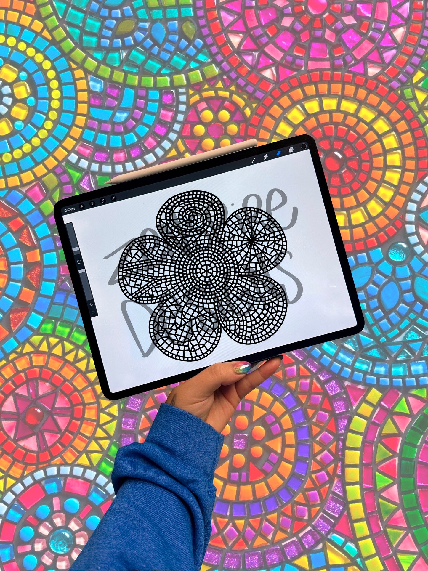 Downloadable Flower Mosaic Coloring Page