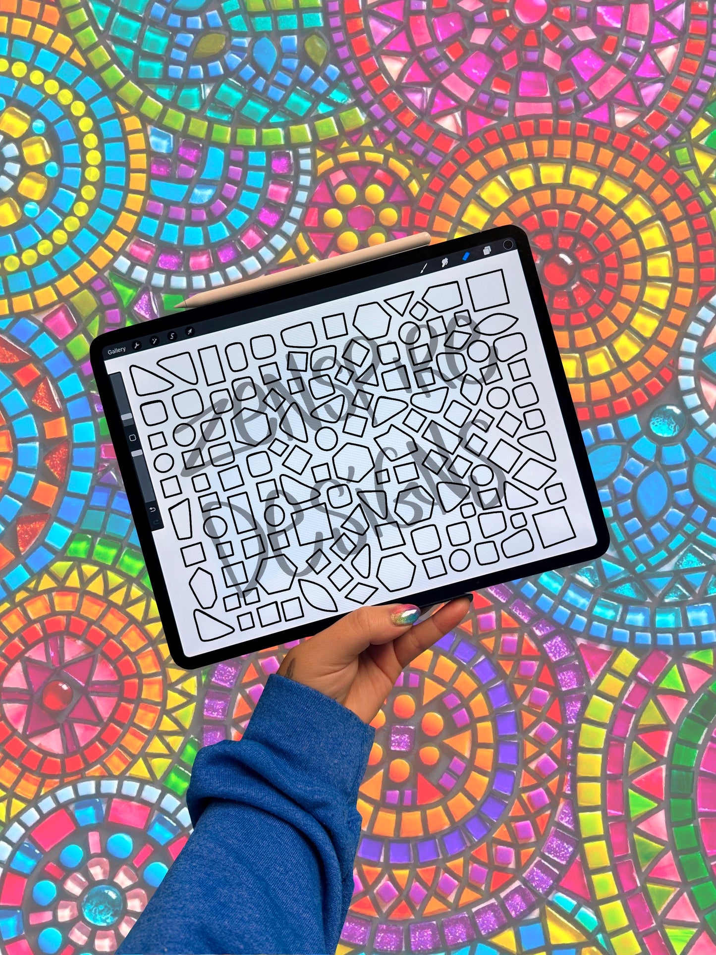 Downloadable Floating Mosaic Coloring Page