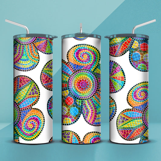 Groovy Flower Mosaic Tumbler 20oz