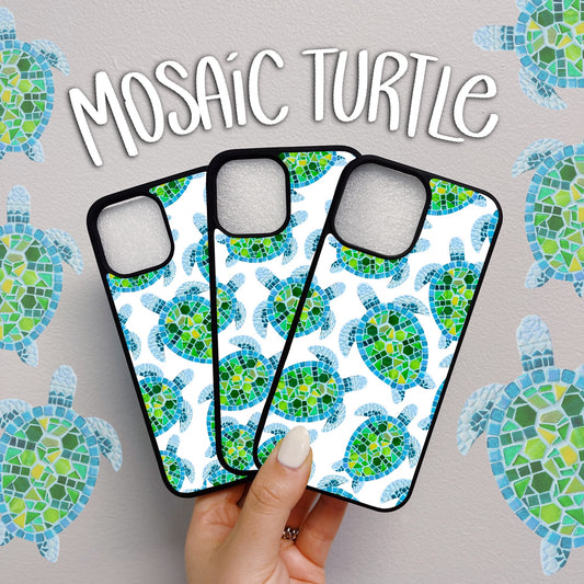 Teal Turtle Mosaic iPhone Case