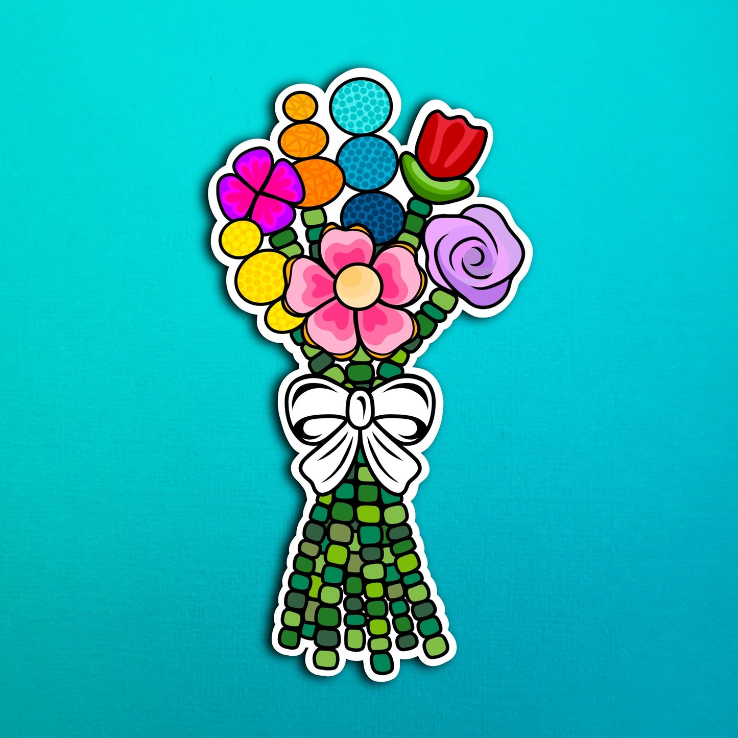 Beaded Flower Bouquet Waterproof Sticker