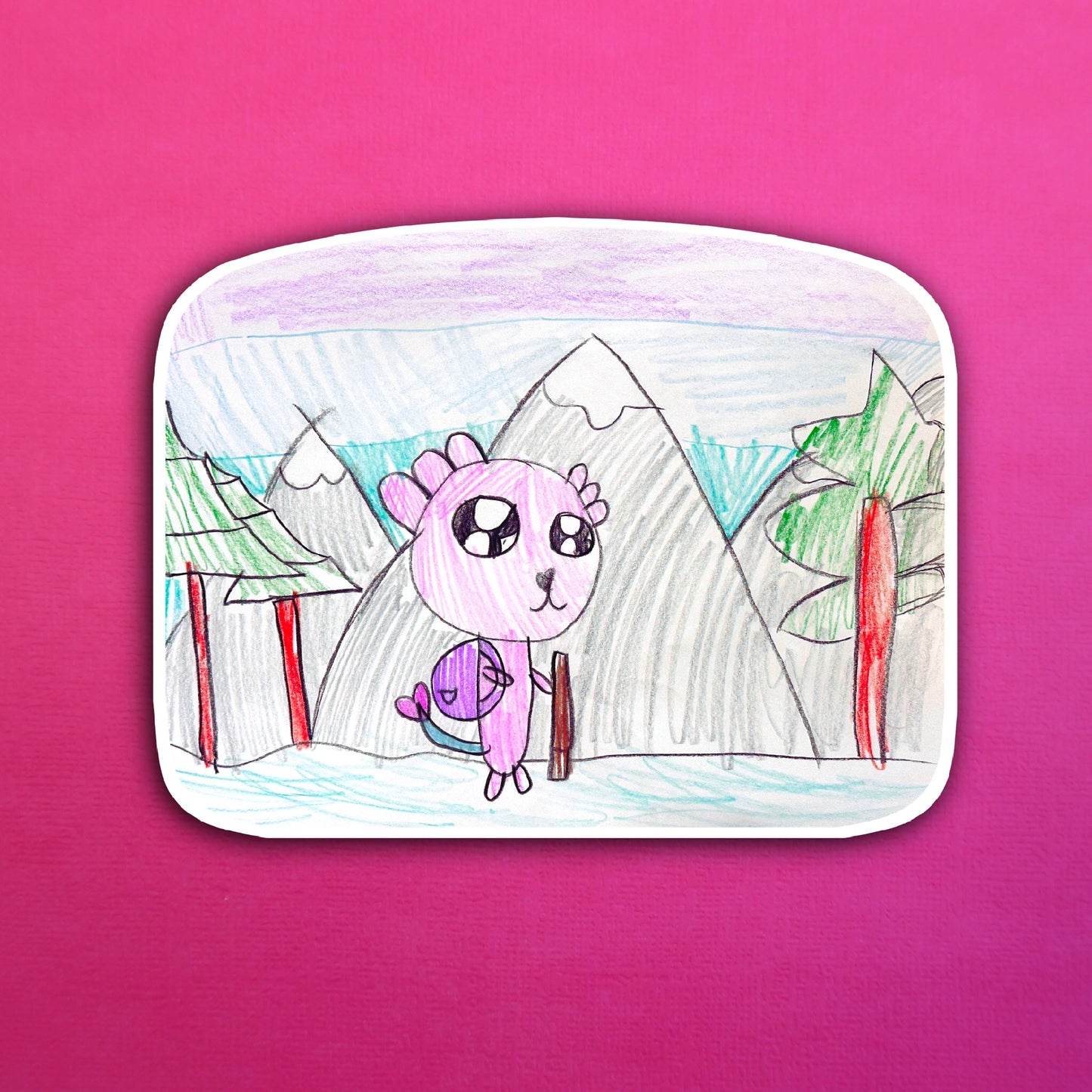 Pari's  HIking Axolotl Waterproof Sticker