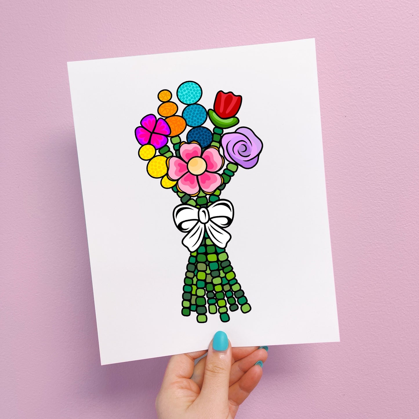 Beaded Flower Bouquet Print