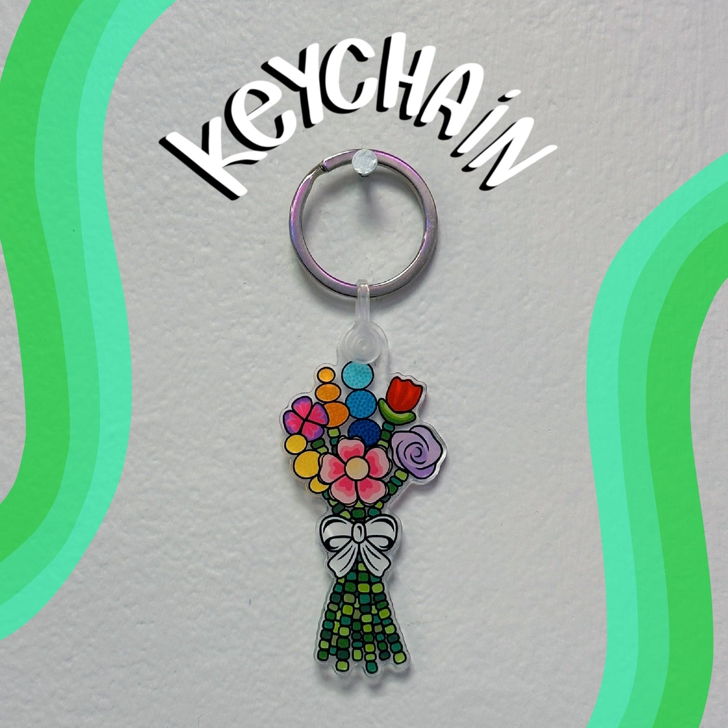 Beaded Flower Bouquet Acrylic Keychain