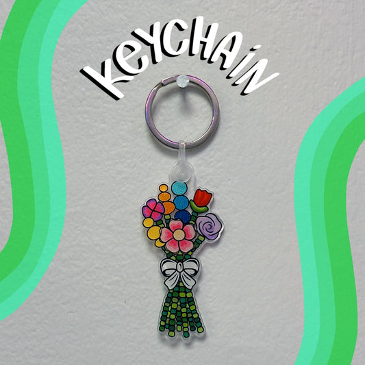 Beaded Flower Bouquet Acrylic Keychain