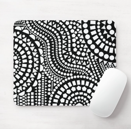 Black & White Mosaic Mouse Pad