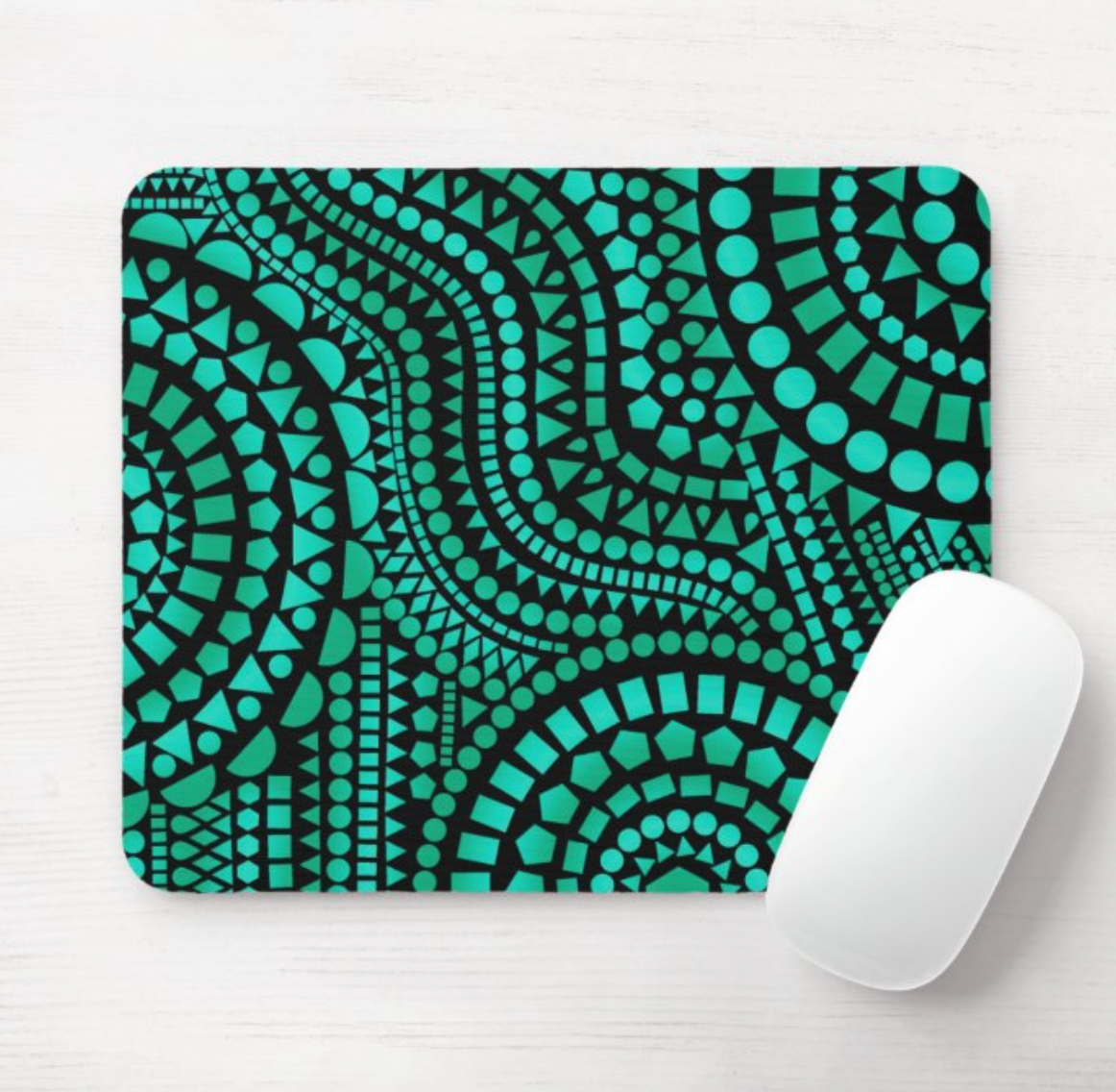Teal Mosaic Mouse Pad