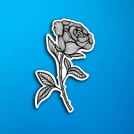 BW Rose June Birth Flower Waterproof Sticker