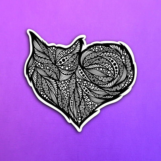 Black Heart Cat Waterproof Sticker
