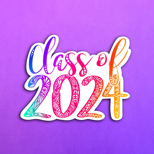 Rainbow Class of 2024 Waterproof Sticker