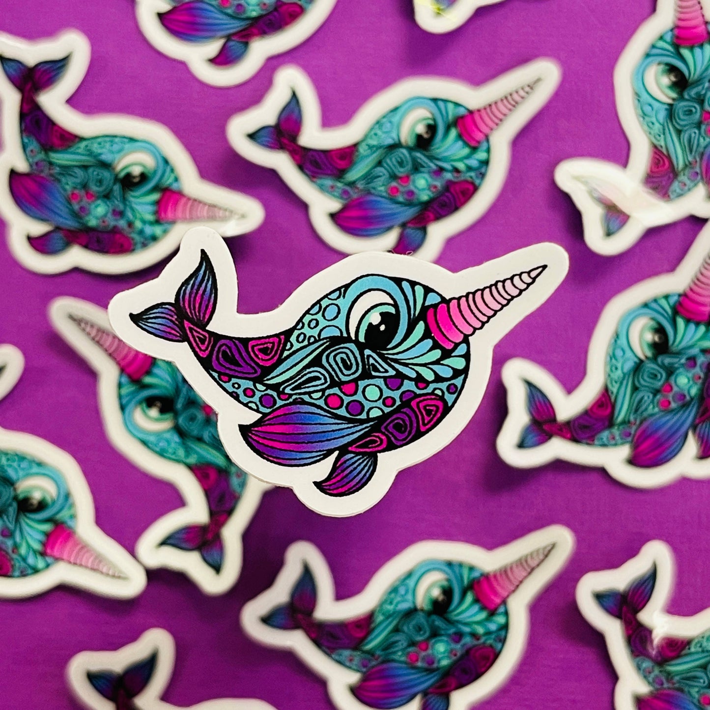 Mini Nina the Narwhal Waterproof Sticker