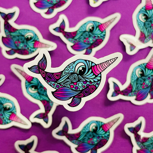 Mini Nina the Narwhal Waterproof Sticker