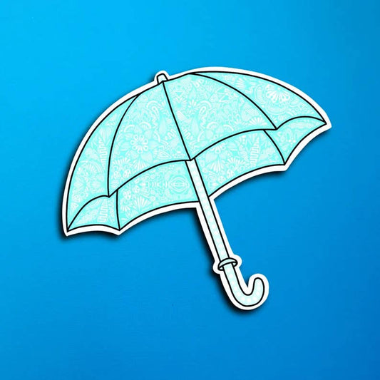 Teal Umbrella Waterproof Sticker