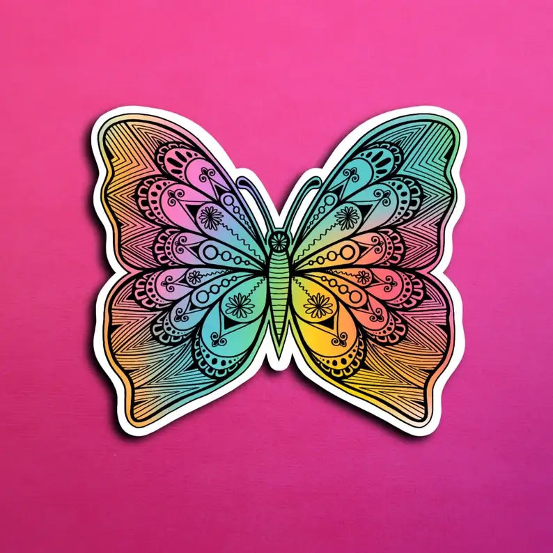 Rainbow Butterfly Waterproof Sticker