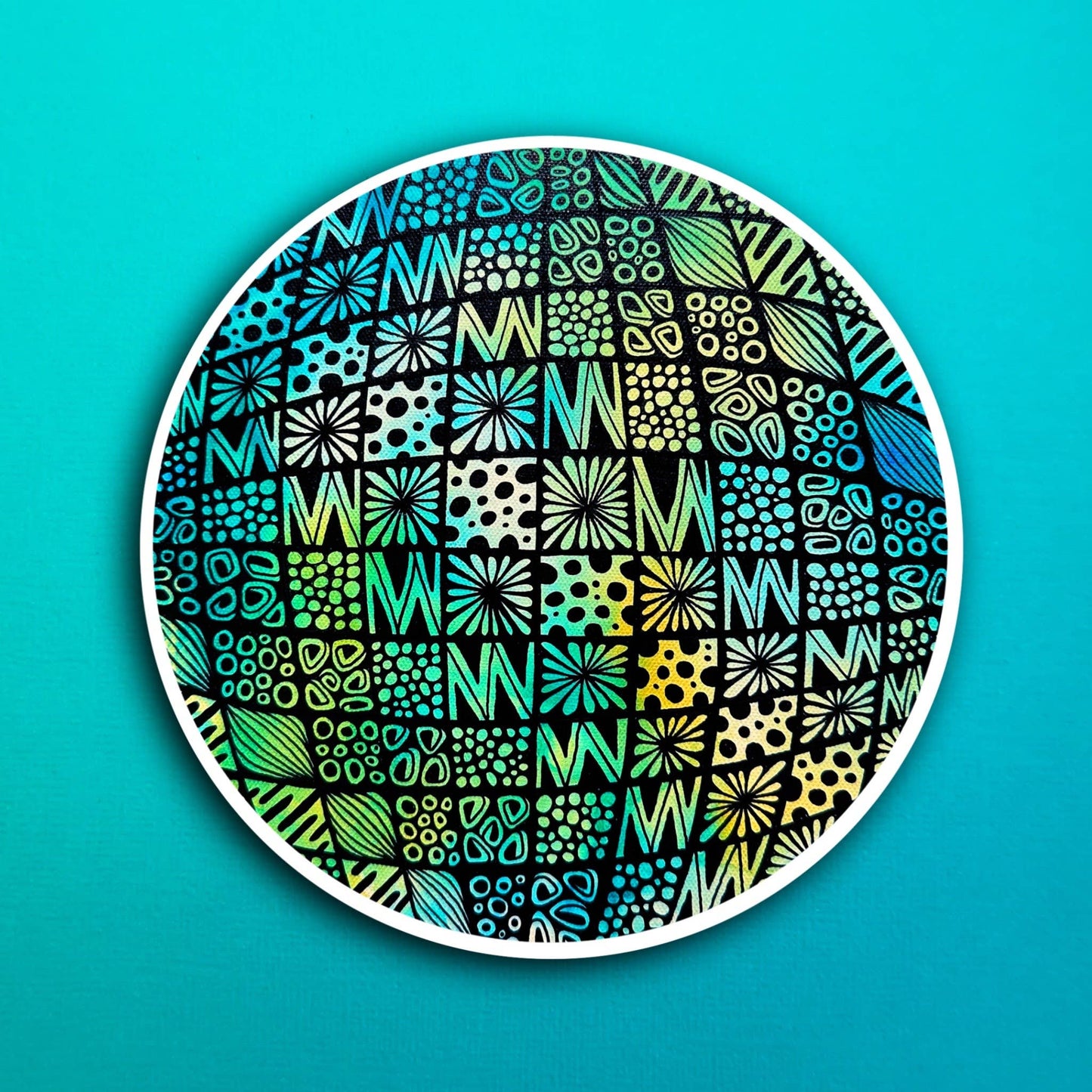 Ink Teal Disco Ball Waterproof Sticker