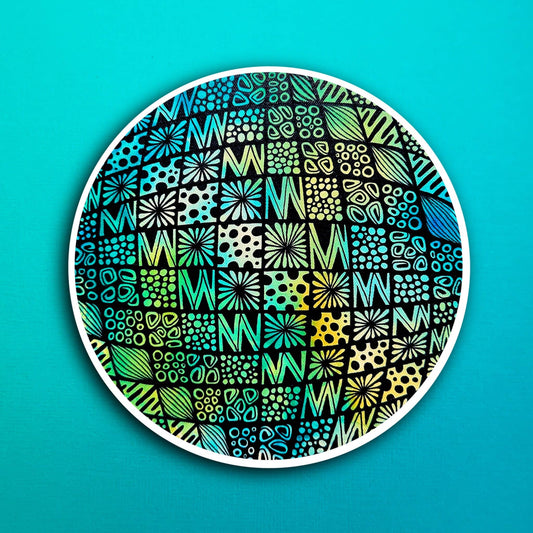 Ink Teal Disco Ball Waterproof Sticker