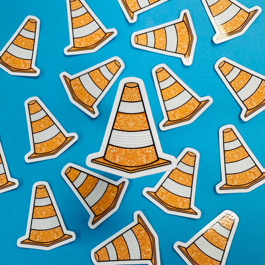 Mini Traffic Cone Waterproof Sticker