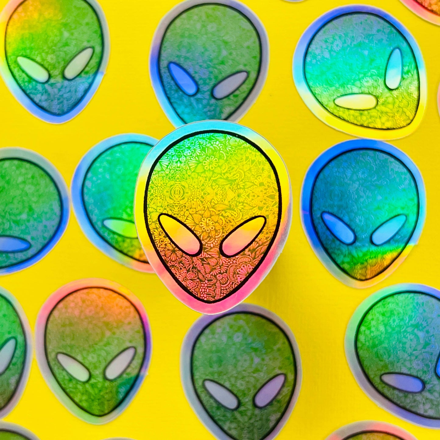 Mini Holo Alien Waterproof Sticker