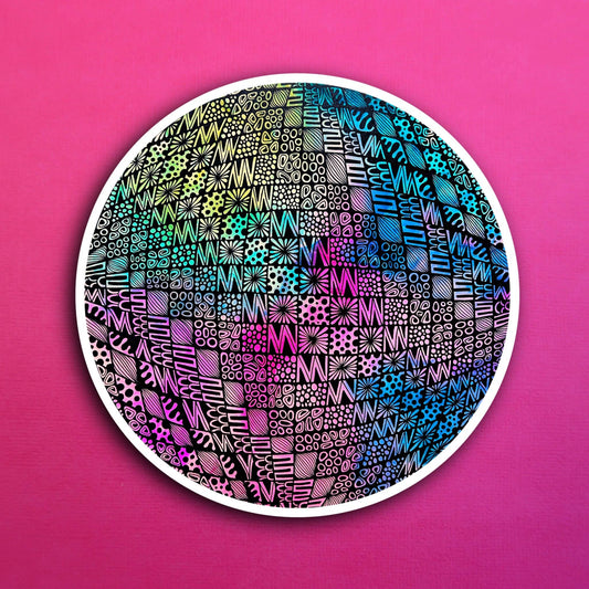 Ink Rainbow Disco Ball Waterproof Sticker