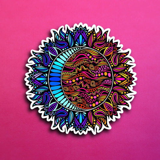 Floral Moon and Sun Waterproof Sticker