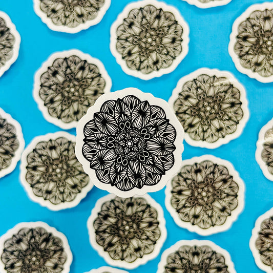 Mini B&W Mandala Waterproof Sticker