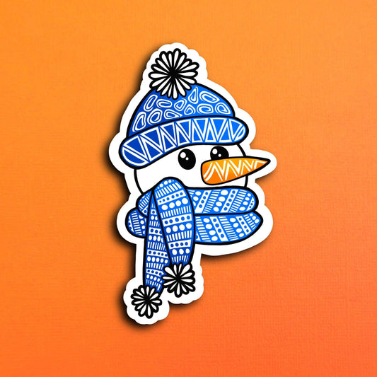 Snowman Head Waterproof Sticker