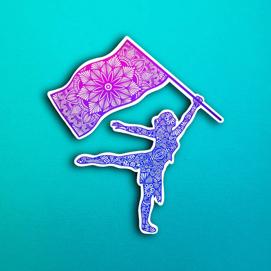 Pink Colorguard Waterproof Sticker