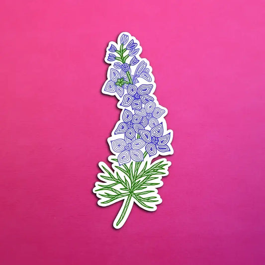 Larkspur July Birth Flower Waterproof Sticker