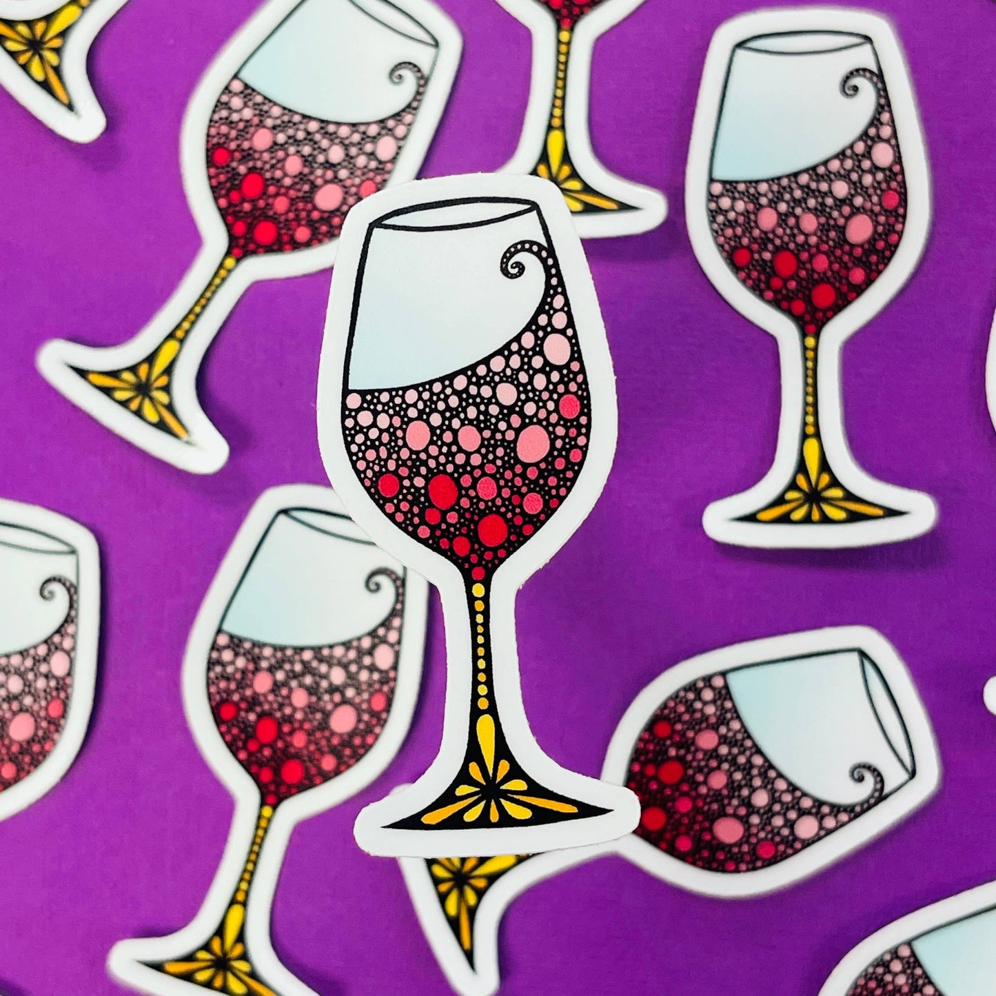 Mini Wine Glass Waterproof Sticker