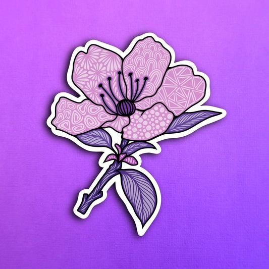 Purple Flower Waterproof Sticker