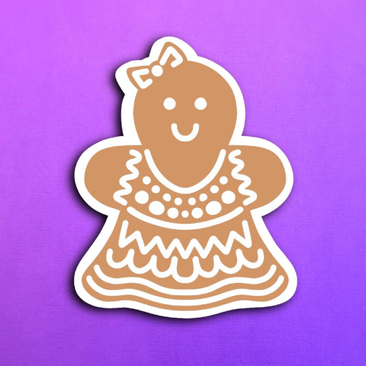 Gingerbread Girl Cookie Waterproof Sticker